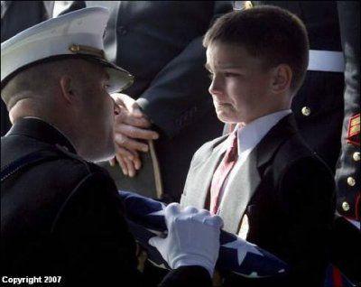 Flag presented to tearful child